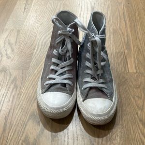 Converse Women’s Silver Chuck Taylor Starware Sparkly High Top Sneakers Shoes